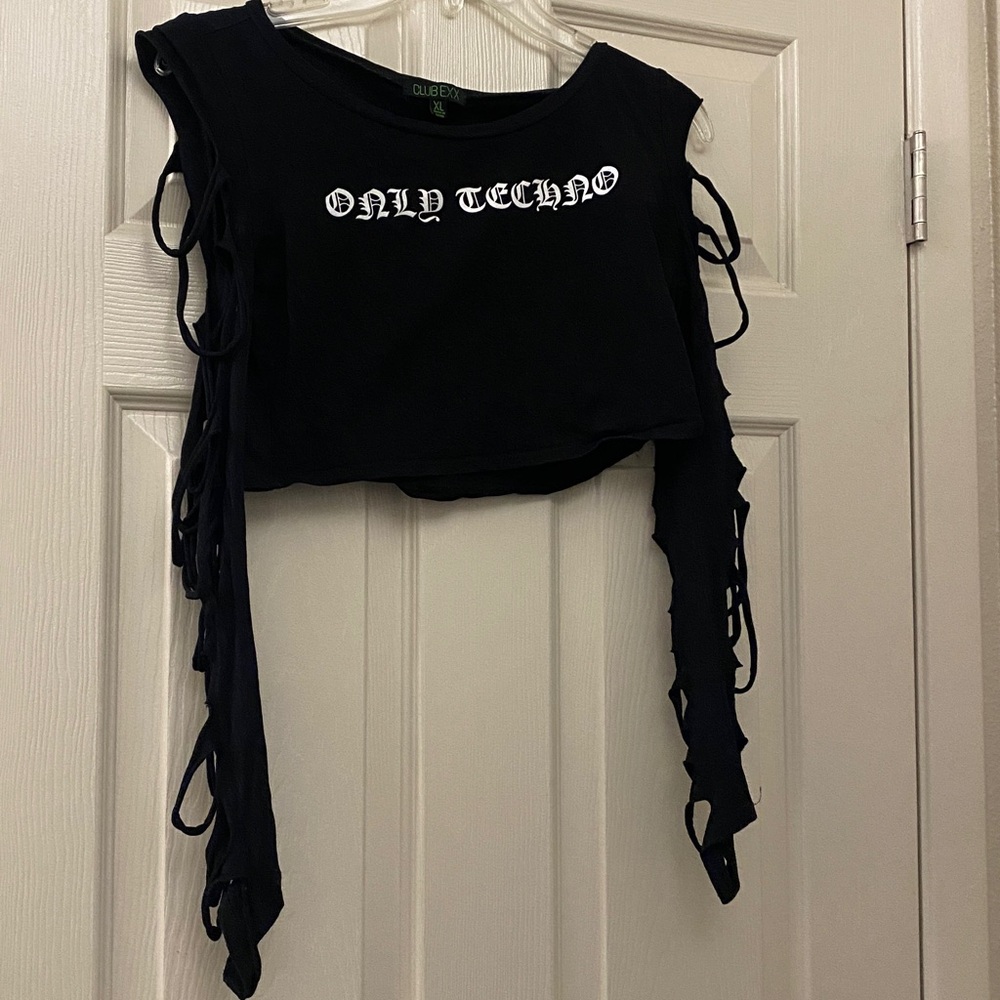 Only Techno Shredded Black Top